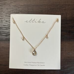 NEW Ettika Dripping in Crystals Drop Necklace, Gold, FabFitFun, BNIB Retail $65